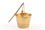 strainer, silver, "Bucket", 875 standard, 22.50 g, engraving, gilding, Ø 4.1 cm, Tbilisi Jewelry Fac...