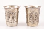 pair of beakers, silver, 84 standart, engraving, 1895, 44.35 g, Kiev, Russia, h 4.7 cm...