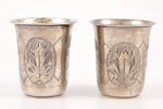 pair of beakers, silver, 84 standart, engraving, 1895, 44.35 g, Kiev, Russia, h 4.7 cm...