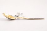 teaspoon, silver, 875 standard, 26.4 g, niello enamel, gilding, 13.7 cm, artel "Severnaya Chern", 19...