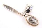 teaspoon, silver, 875 standard, 24.5 g, niello enamel, gilding, 13.7 cm, artel "Severnaya Chern", 19...