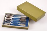 set of teaspoons, silver, 6 pcs., 875 standard, 165.45 g, 14 cm, Mstera Art Factory "Yuvelir", 1971,...
