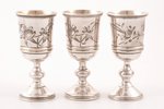 6 little glasses, silver, 84 standart, engraving, 1899-1908, (total) 163.40 g, Moscow, Russia, h 7.1...