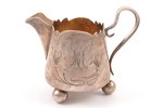 cream jug, silver, 84 standard, 117.40 g, engraving, h 9.1 cm, 1908-1917, Russia...