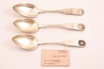 set of 3 table spoons, 192.15 g, 22.8 cm, by Johann Jacob Schmidt, 1808-1849, Riga, Russia...