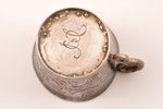 чарка, серебро, 28.80 г, штихельная резьба, h 3.8 см, начало 19-го века, следы пайки...
