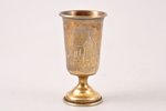 little glass, silver, 84 standard, 20.20 g, engraving, gilding, h 6.3 cm, by Israel Eseevich Zakhode...
