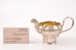 cream jug, silver, 84 standard, 131.85 g, gilding, h 8.5 cm, Ivan Gubkin factory, 1860, Moscow, Russ...