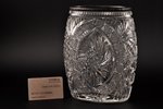 a vase, silver, crystal, 875 standard, h 22 cm, the 20-30ties of 20th cent., Latvia...