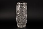 ваза, серебро, хрусталь, 875 проба, h 22 см, 20-30е годы 20го века, Латвия...