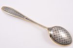 tablespoon, silver, 875 standard, 61.80 g, niello enamel, gilding, 19.8 cm, The "Severnaya Chern" fa...