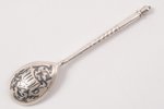 spoon, silver, "Yalta", 84 standard, 13.95 g, engraving, 10.8 cm, 1899-1908, Moscow, Russia...