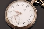 kabatas pulkstenis, "Omega", ar sudraba ķēdīti, Šveice, 19. un 20. gadsimtu robeža, sudrabs, 800 pro...