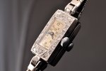 ladies' wristwatch, in a case, "Benson", Great Britain, the 30ties of 20th cent., gold, diamonds, pl...