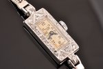 sieviešu rokas pulkstenis, futlārī, "Benson", Lielbritānija, 20 gs. 30tie gadi, zelts, briljanti, pl...