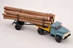 car model, ZIL 130 B1, "Timber trailer", metal, USSR, ~1990...