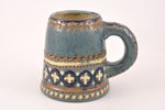 beer mug, ceramics, sculpture's work, handpainted by A. Sirotin, Riga (Latvia), 1929, h 11.5 cm...
