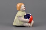 figurine, Girl with a ball, porcelain, USSR, Kiev experimental ceramics-artistic factory, molder - S...