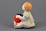 figurine, Girl with a ball, porcelain, USSR, Kiev experimental ceramics-artistic factory, molder - S...