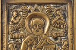 icon, Saint Nicholas the Miracle-Worker, copper alloy, Russia, the border of the 19th and the 20th c...