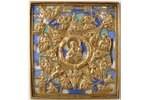 икона, Неопалимая купина, медный сплав, 5-цветная эмаль, Российская империя, 19-й век, 9.7 x 9.1 x 0...