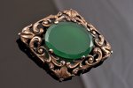 a brooch, silver, 800 standard, 14.25 g., the item's dimensions 5 x 3.9 cm, jadeite, the beginning o...