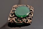 a brooch, silver, 800 standard, 14.25 g., the item's dimensions 5 x 3.9 cm, jadeite, the beginning o...