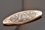 a brooch, silver, gilding, niello enamel, 875 standard, 10.65 g., the item's dimensions 6.5 x 2.2 cm...