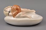 figurine-ashtray, "Lying Down", porcelain, Riga (Latvia), M.S. Kuznetsov manufactory, the beginning...