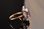 a ring, gold, silver, 585, 875 standard, 3.90 g., the size of the ring 16.5, amethyst, diamonds, the...