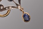 sautoir, Art Nouveau, gold, silver, 9.95 g., the item's dimensions 5 x 4.5 cm, diamond, sapphire, th...