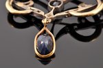 sautoir, Art Nouveau, gold, silver, 9.95 g., the item's dimensions 5 x 4.5 cm, diamond, sapphire, th...
