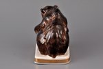 figurine, the Bear, porcelain, Riga (Latvia), Riga porcelain factory, handpainted by Antonina Pashke...