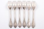 flatware set (6 forks, 6 knives), silver, 875 standart, the 20-30ties of 20th cent., 687.10 g, by Ju...