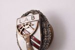 badge, Latvian Auto Society, silver, Latvia, 20-30ies of 20th cent., 30.4 x 25.5 mm, 9.60 g...