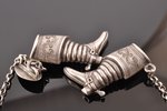 a chain with pendants, Cossack boots, silver, 84 standart, 15.40 g., the 19th cent., Russia...