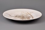 šķīvis, "Putni", fajanss, Gardnera porcelāna rūpnīca, Krievijas impērija, 1870-1880 g., Ø 24.1 cm...
