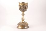 chalice, silver, 84 standard, 610 g, cloisonne enamel, gilding, h 26 cm, 1880-1890, Moscow, Russia...
