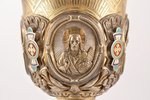 baznīcas kauss, sudrabs, 84 prove, 610 g, starpsienu emalja, apzeltījums, h 26 cm, 1880-1890 g., Mas...