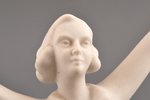 figurine, Figure skater, bisque, Riga (Latvia), USSR, Riga porcelain factory, the 60ies of 20th cent...
