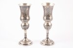 pair of cups, silver, 84 standard, 120.30 + 119.85 g, niello enamel, h 17.2 cm, craftsman unknown, 1...
