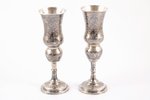 pair of cups, silver, 84 standard, 120.30 + 119.85 g, niello enamel, h 17.2 cm, craftsman unknown, 1...