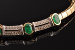 necklace, gold, 585 standart, 31.88 g., the item's dimensions Ø ~ 13 cm, brilliants, emeralds (~ 4 x...