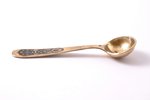 spoon for salt, silver, 875 standard, 7.05 g, niello enamel, gilding, 7 cm, artel "Severnaya Chern",...