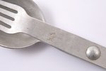 flatware set, Third Reich, 5 items - 3 forks, knife, foldable fork + spoon, 19.5 / 15.3 cm, aluminiu...