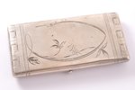 cigarette case, silver, art-nouveau, 84 standard, 156.55 g, engraving, 13 x 6.4 x 1.7 cm, craftsman...