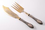 fish serving set, silver, 875 standard, 247.95 g, (total weight of items), gilding, metal, 28.7 cm,...