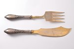 fish serving set, silver, 875 standard, 247.95 g, (total weight of items), gilding, metal, 28.7 cm,...