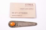 bookmark, silver, with amber, 875 standard, 8 g, 9.3 x 2.3 cm, the 30ties of 20th cent., Latvia...