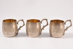 set of 6 beakers, silver, 950 standart, engraving, the 2nd half of the 19th cent., 281.45 g, Paris,...
